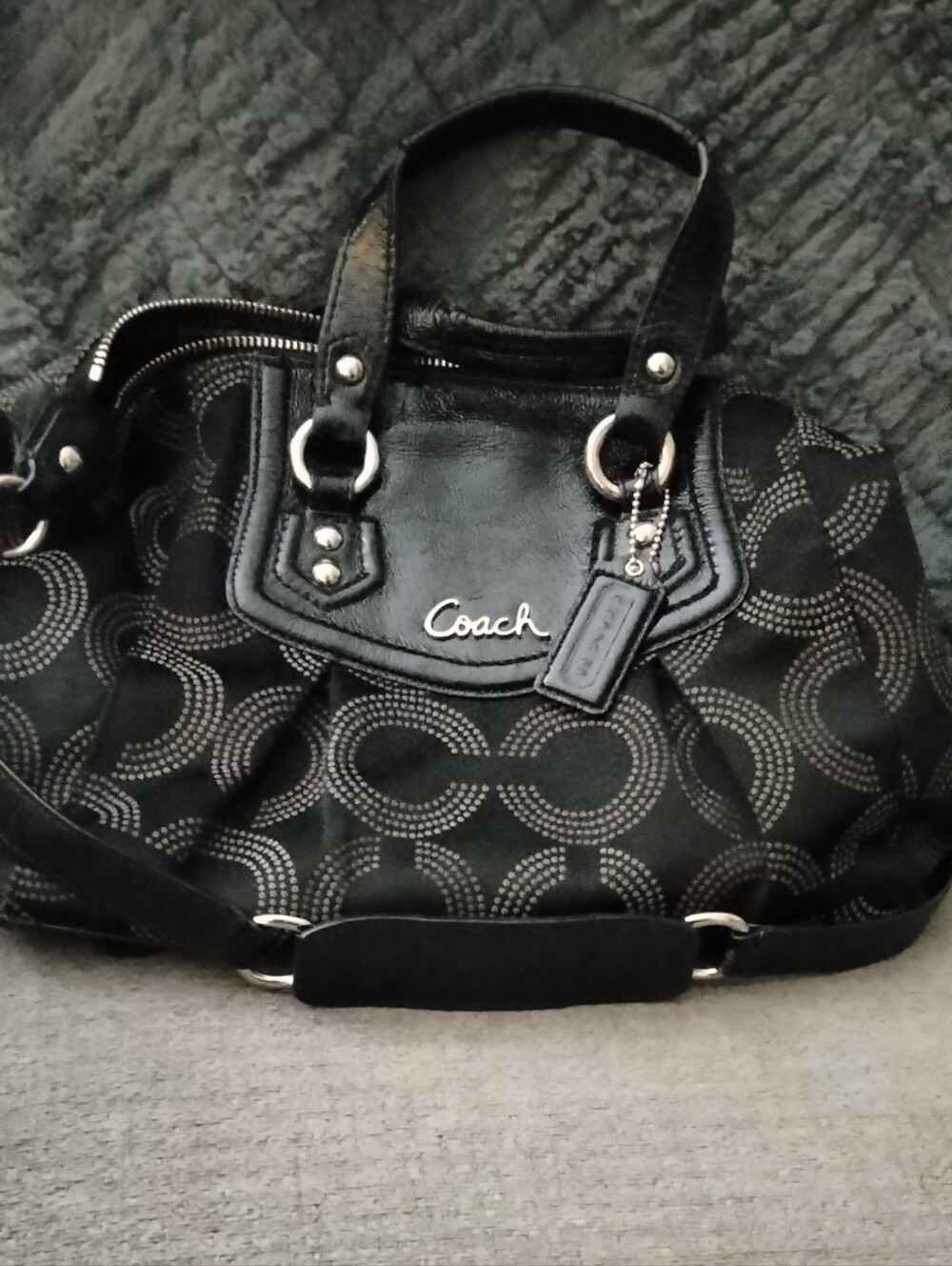 Coach Black Signature C Print Satchel